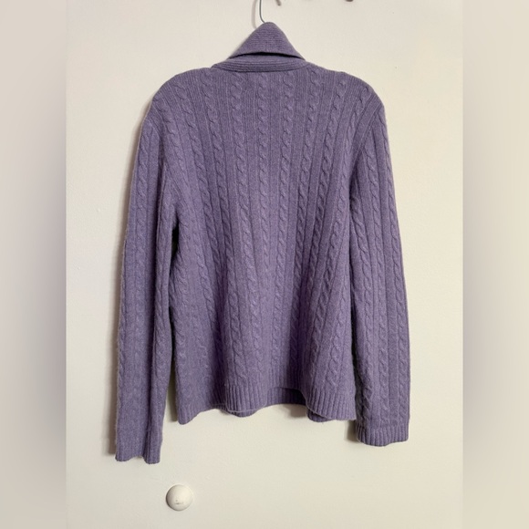 Ralph Lauren 100% Cashmere Light Heather Purple Shawl Collar Sweater XL - Picture 4 of 4